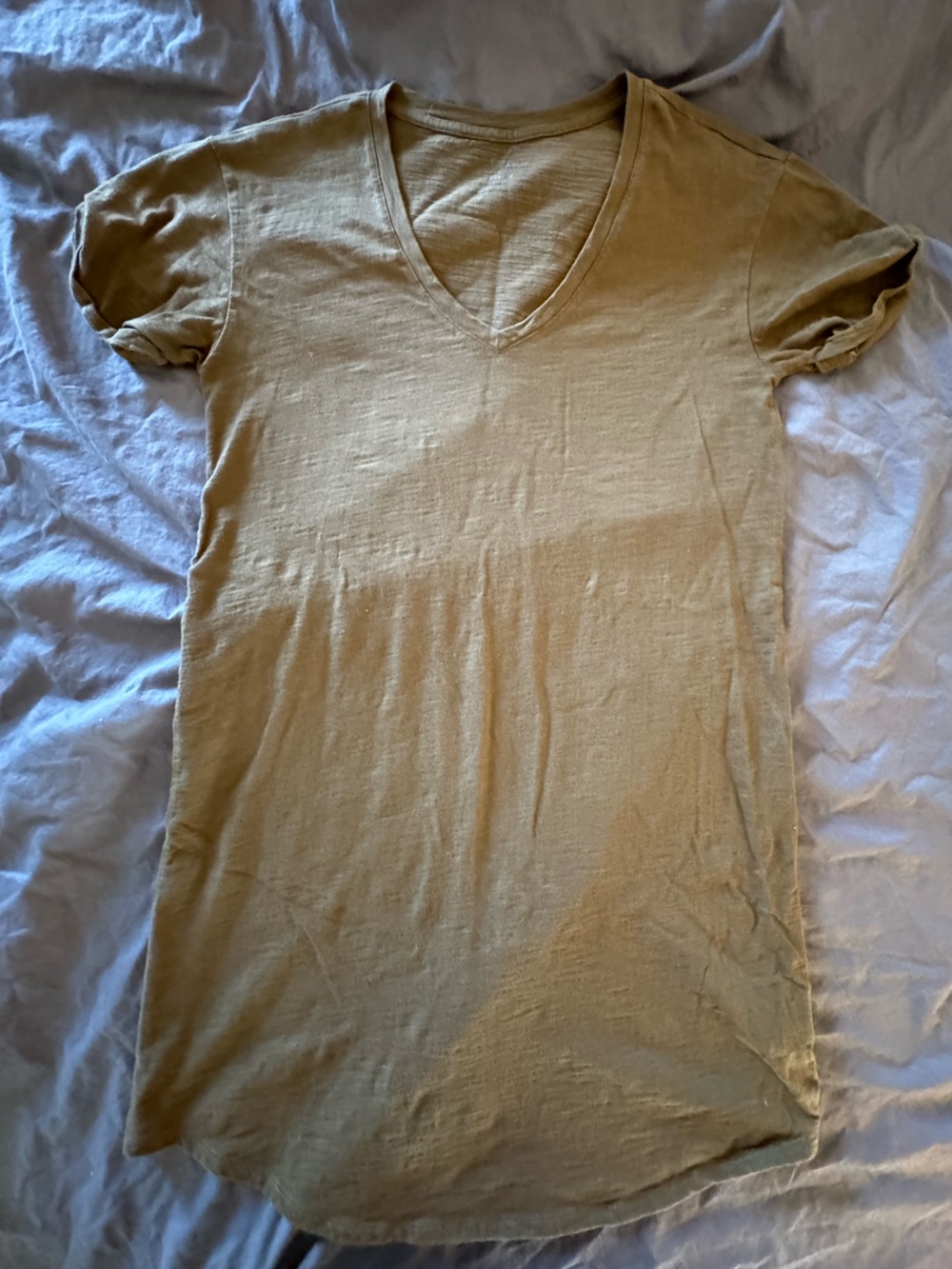 Tee shirt dress in olive green